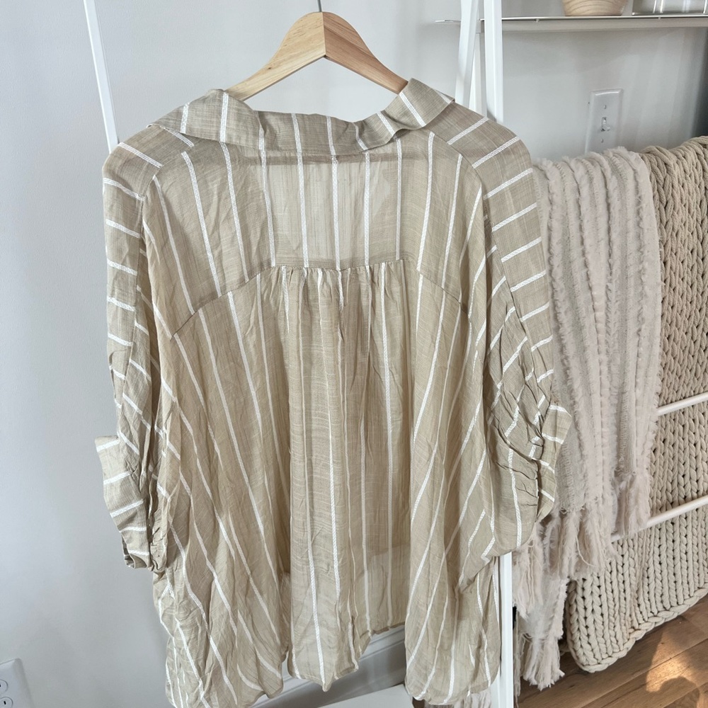 Neutral Striped Button Down - Picture 3 of 5